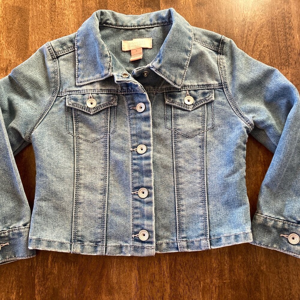 Girls Squeeze Denim Jacket Flip Sequin Size 5 EUC!